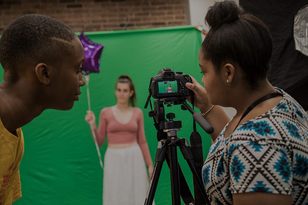 Photographs of Baltimore School for the Arts film students in action