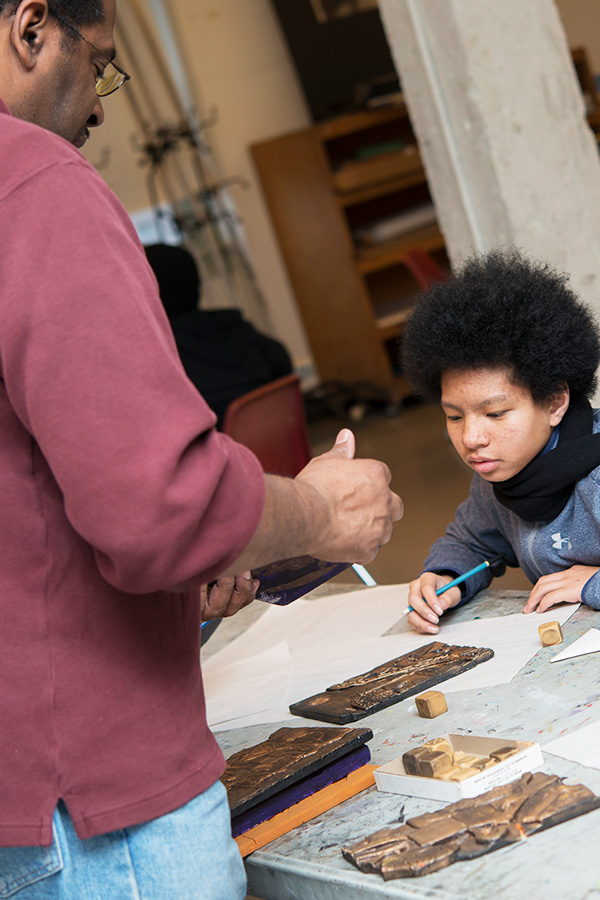 Photograph of Baltimore School for the Arts TWIGS student in sculpture class