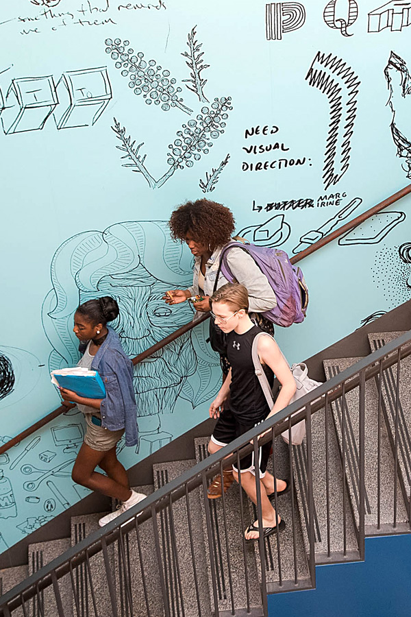 Image of Baltimore School for the Arts students walking down the steps